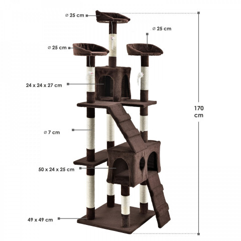 Ansamblu de joacă pentru pisici 170x62x75 cm | maro închis č.7