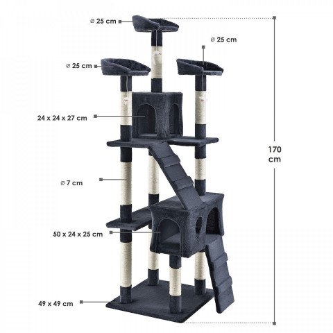 Ansamblu de joaca pentru pisici 170x62x75 cm | gri închis č.3