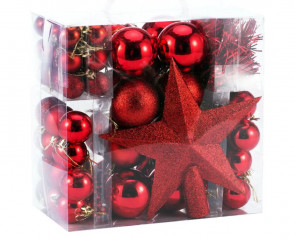 Set decorațiuni de Crăciun 77 piese | roșu