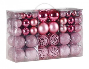 Set decorațiuni de Crăciun 100 piese | roz č.1