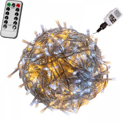 Iluminare LED de Craciun 20 m 200 LED alb rece + cald | cablu transparent č.1