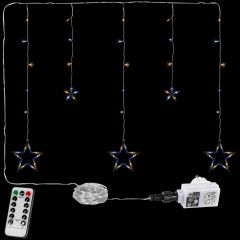 Perdea LED de Crăciun 5 stele 61 LED | alb rece+alb č.3