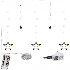 Perdea LED de Crăciun 5 stele 61 LED | alb rece+alb č.1