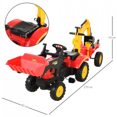 Tractor cu pedale, remorcă și lingură | roșu-galben č.3