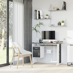 Birou de calculator cu sertar 100cm x 52cm x 75 cm | negru+argintiu č.3