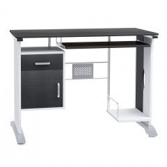 Birou de calculator cu sertar 100cm x 52cm x 75 cm | negru+argintiu č.1