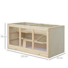 Cușcă din lemn cu trei niveluri, pentru rozătoare | 115 x 57 x 55 cm č.3
