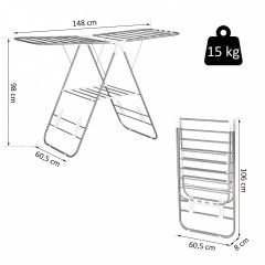 Uscător de rufe pliabil din metal | argintiu č.3