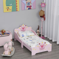 Pat din lemn pentru copii Princess | roz č.2