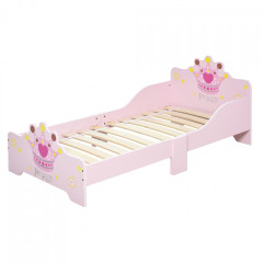 Pat din lemn pentru copii Princess | roz č.1