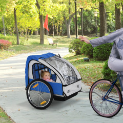 Remorcă pentru bicicletă Jogger, pentru 2 copii | negru/albastru