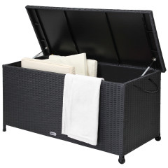 Cutie de depozitare din poliratan cu roți 122 x 56 x 61cm | negru
