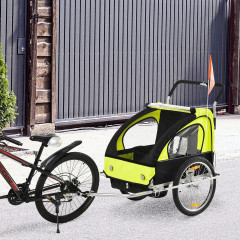 Remorcă de bicicletă, pentru 2 copii Jogger 2 in 1, | verde - negru č.2