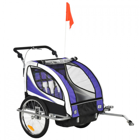 Remorcă pentru bicicletă, pentru 2 copii Jogger | violet-alb-negru č.2