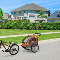 Remorcă de bicicletă pentru 2 copii Jogger 2 in 1, | portocaliu - maro č.2