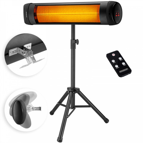 Încălzitor infraroșu cu suport și telecomandă 2500W | negru č.2