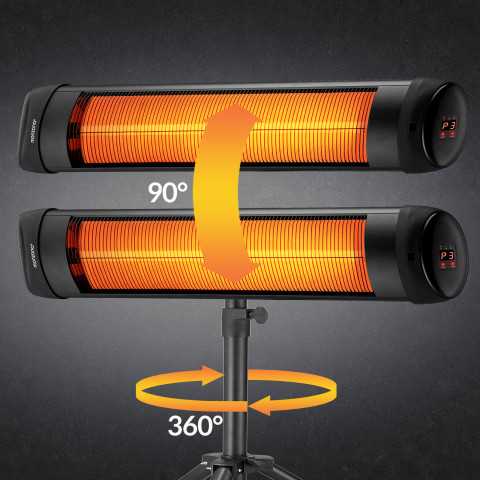 Încălzitor infraroșu cu suport și telecomandă 2500W | negru č.6