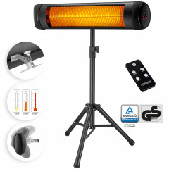 Încălzitor infraroșu cu suport și telecomandă 2500W | negru č.1