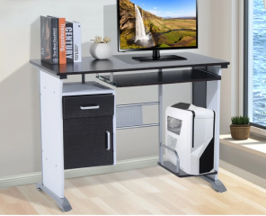 Birou de calculator cu sertar 100cm x 52cm x 75 cm | negru+argintiu č.2