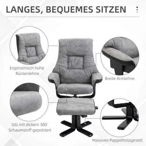 Fotoliu TV cu taburet | gri č.6
