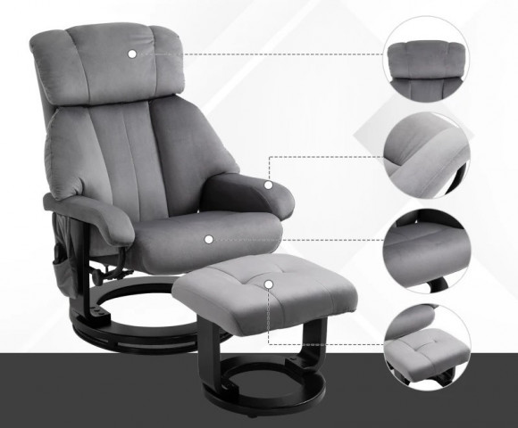 Fotoliu cu masaj KIPP + taburet | gri č.4