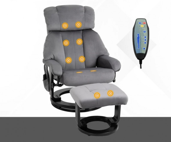 Fotoliu cu masaj KIPP + taburet | gri č.2