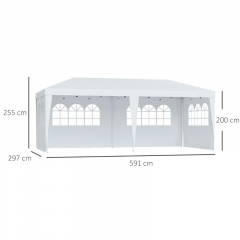 Cort pliabil de petrecere 3 x 6 m cu 4 pereți laterali | alb č.3