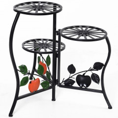 Suport metalic pentru flori negru 64 x 45 x 56 cm | 3 polițe č.3
