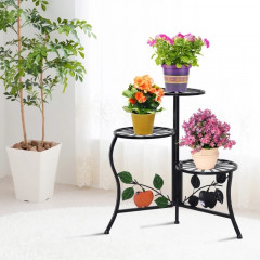Suport metalic pentru flori negru 64 x 45 x 56 cm | 3 polițe č.1