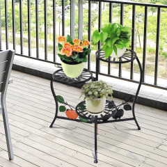 Suport metalic pentru flori negru 64 x 45 x 56 cm | 3 polițe č.2