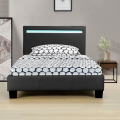 Pat tapițat cu iluminare LED 90 x 200 cm Verona | negru č.2