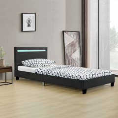 Pat tapițat cu iluminare LED 90 x 200 cm Verona | negru č.1