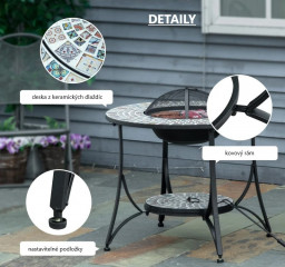 Masă de grădină cu vatră 3în1 | 75 x 75x 60 cm č.2