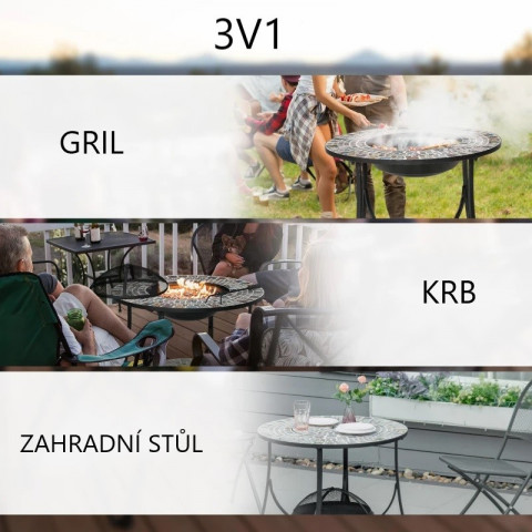 Masă de grădină cu vatră 3în1 | 75 x 75x 60 cm č.4