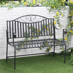 Bancă metalică de grădină cu două locuri | 15,5 x 54 x 96 cm