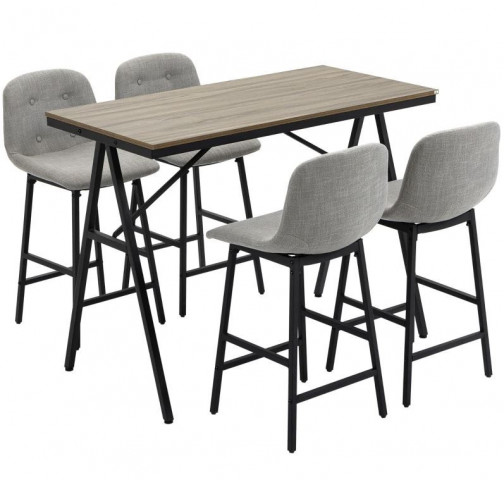Masă de bar cu scaune | gri+negru č.2