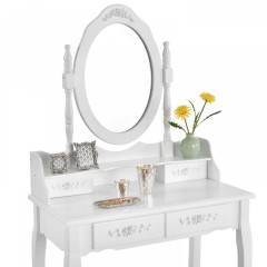 Masă toaletă, pentru machiaj, cu oglindă Mira | alb č.3