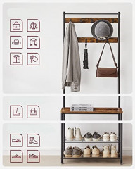 Cuier pentru haine cu bancă de depozitare | maro + negru č.3