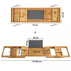 Tavă bambus pentru cadă 75-109 x 4,5 x 23 cm č.3