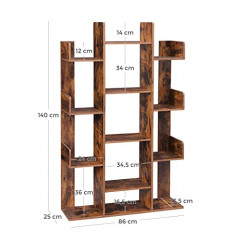 Raft rustic, suport de cărți, maro | 86 x 25 x 140 cm č.3