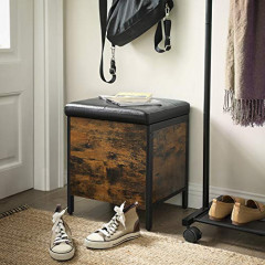 Taburet rustic cu spațiu de depozitare 40 x 40 x 50 cm | maro