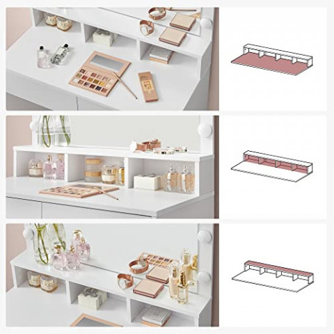 Masă de toaletă cu iluminare LED 9 | alb č.7