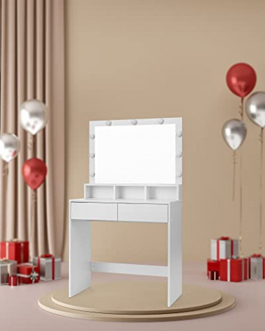 Masă de toaletă cu iluminare LED 9 | alb č.8