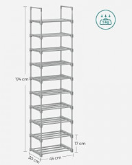 Raft metalic pentru încălțăminte, 10 polițe | 30 x 45 x 174 cm č.3