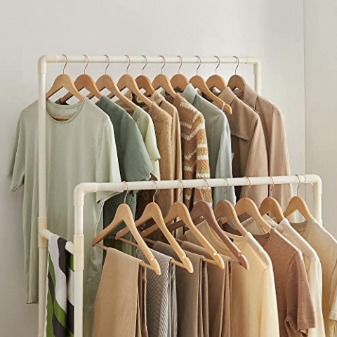 Cuier metalic cu 2 bare de haine și 1 poliță | alb č.8