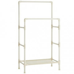 Cuier metalic cu 2 bare de haine și 1 poliță | alb č.2