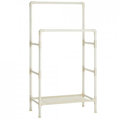 Cuier metalic cu 2 bare de haine și 1 poliță | alb č.2