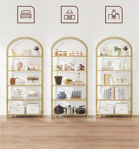 Raft cu 5 polițe din sticlă | 83 x 30,2 x 183,5 cm č.4