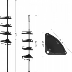 Raft de colț reglabil pentru baie 85-305 cm | negru č.3