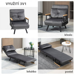 Fotoliu extensibil Valy | gri închis č.3